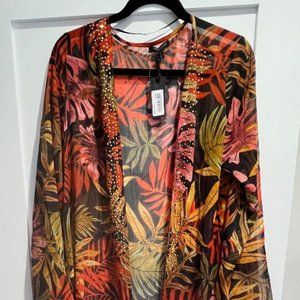 KENDALL & KYLIE Maxi,  Palm leaf , Multicolor  Beach Cover Up